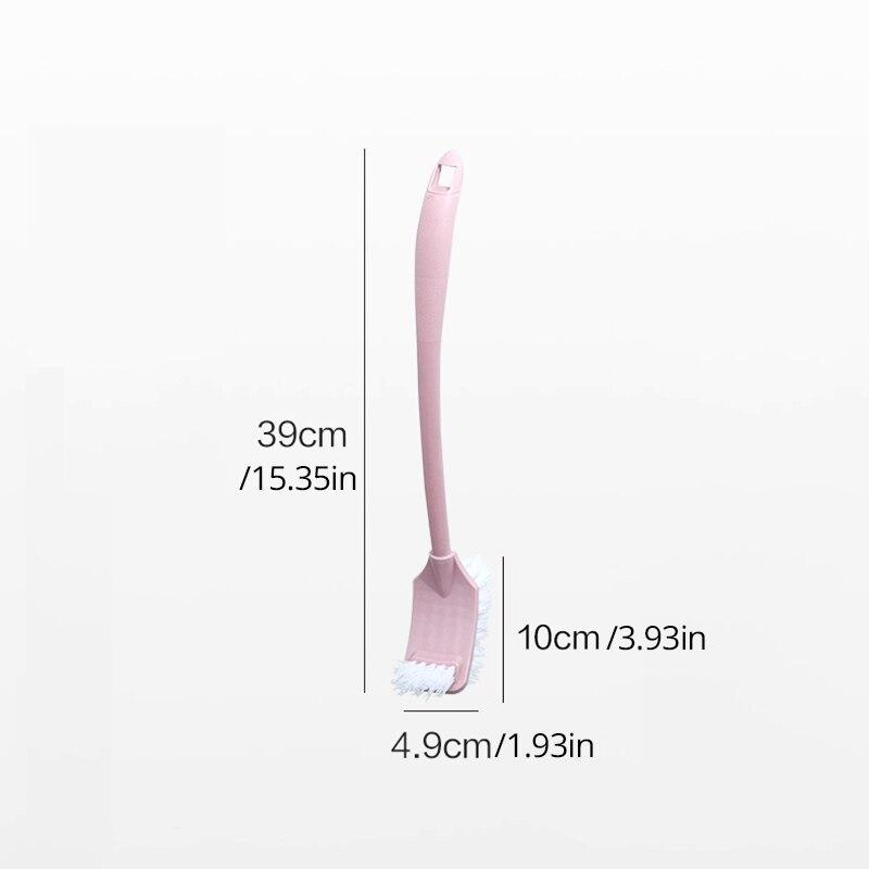 Multi-function Double Head Clean Toilet Brush Soft Hair Plastic Curved Brush Bathroom Cleaning Long Handle Corner Brush 5