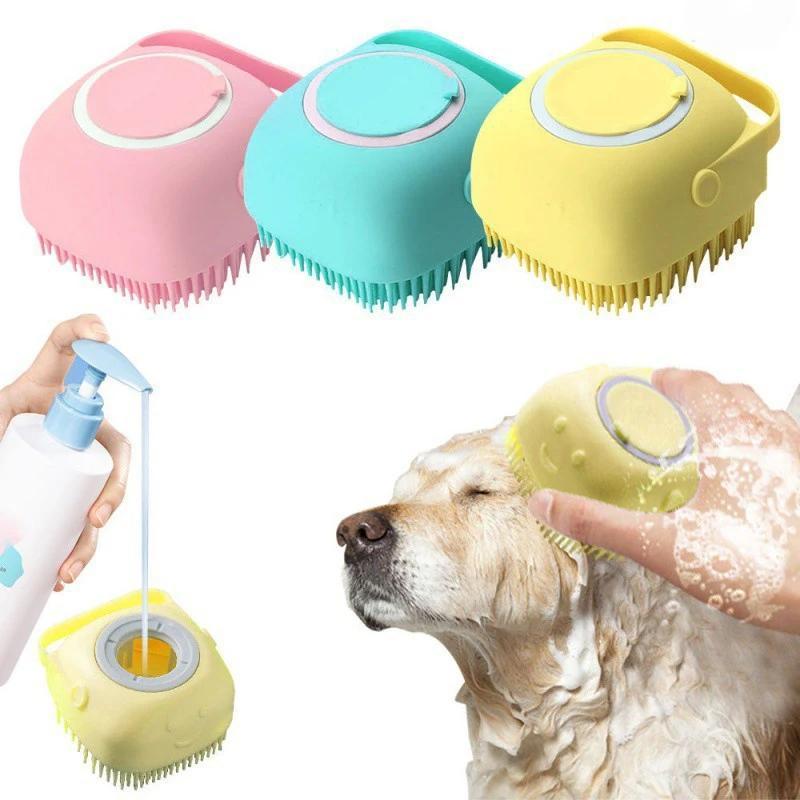 Random Color Silicone Bath Brush, 5pcs Handheld Pet Care Bath Brush, Shower Gel Dispenser Bath Scrubber, Bathing Accessories for Home Bathroom 1