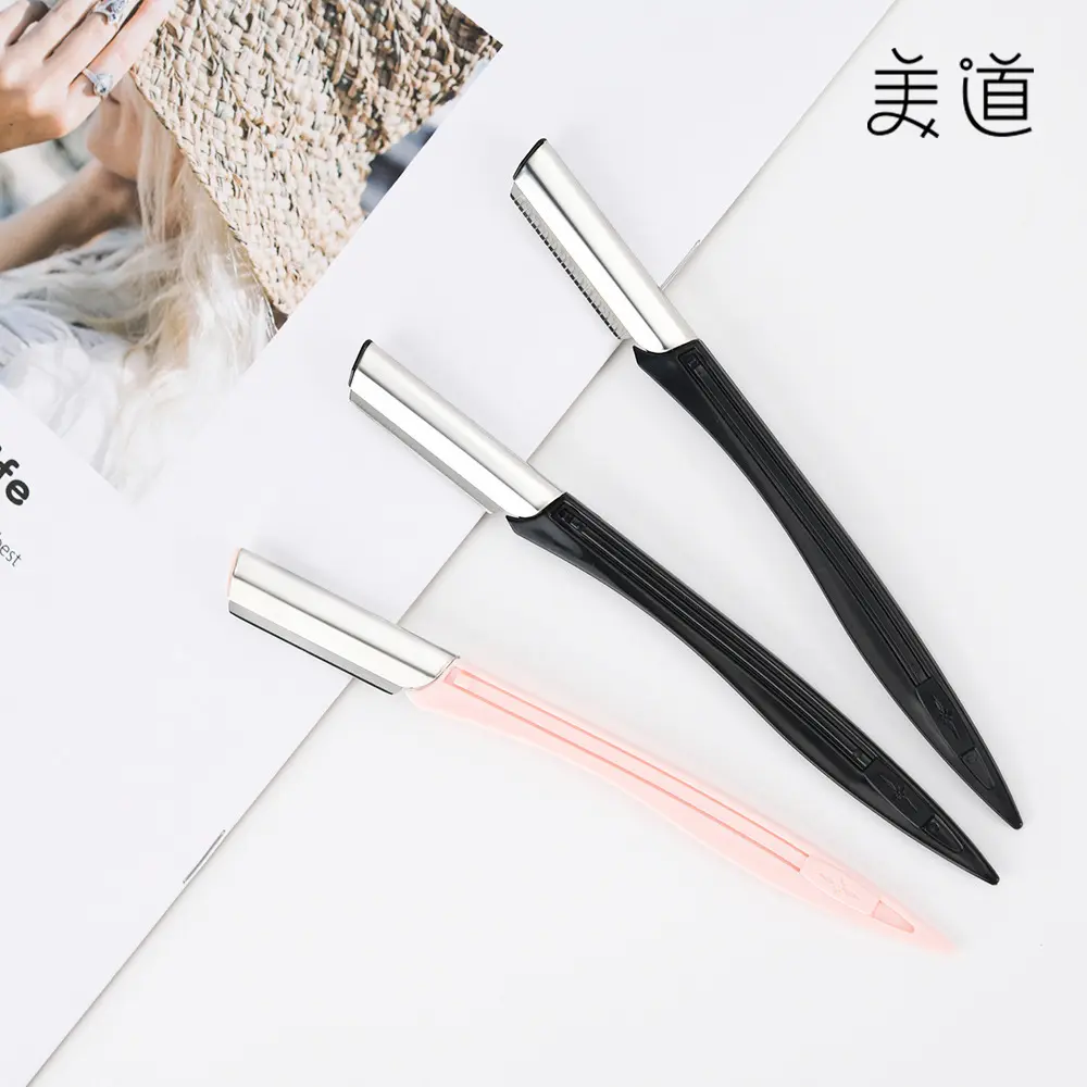 Dao Cạo Lông Mày Tay Cầm Thẳng, Dụng Cụ Làm Đẹp, Bán Buôn, Lưỡi Dao Bằng Thép Không Gỉ, Lưới Thô, Không Có Lưới, Để Sửa Chữa Và Cạo Râu, Dành Cho Nữ, Còn Hàng Cosmetic Mỹ Phẩm Trang Điểm