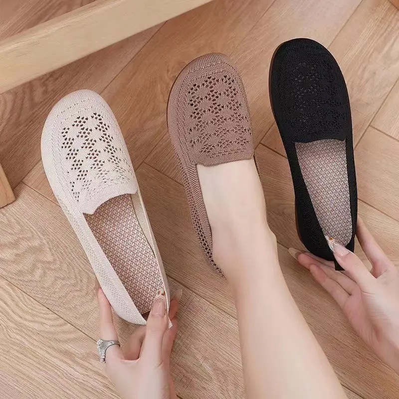 Giày Xoài Cho Nữ, Mới Cho Năm 2024, Lưới Khoét Lỗ Thoáng Khí, Đế Mềm, Giày Cho Mẹ, Thời Trang, Dễ Phối Đồ, Giày Lười, Giày Thường Ngày Được Đánh Giá Tích Cực [654]