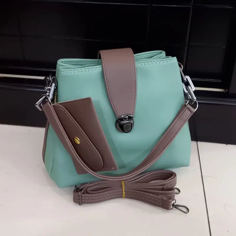 Tas Handbag zura 3Ruang Combi Coklat Free Dompet/Tas Slempang wanita 7