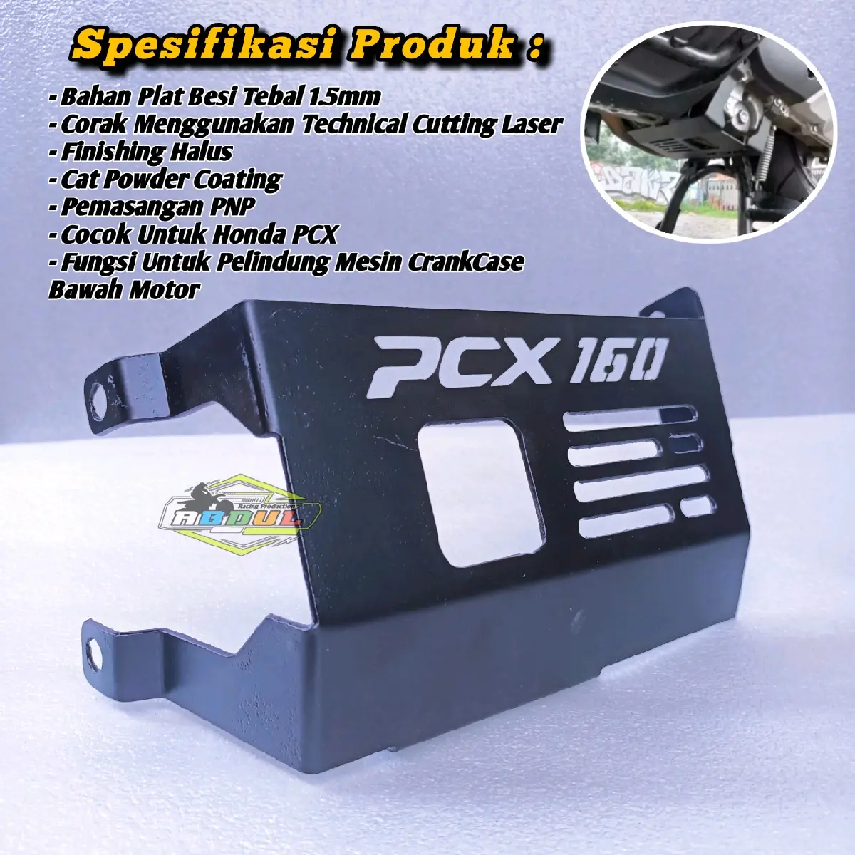 Cover Engine Motor PCX/Engine guard motor PCX 160/Pelindung Mesin motor PCX 160