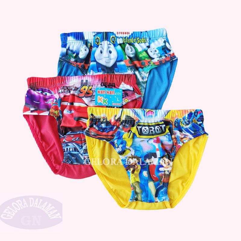 6 Pcs Celana Dalam Anak Laki Laki CD  Pakaian Dalam Anak Cowok Karakter Gambar 2