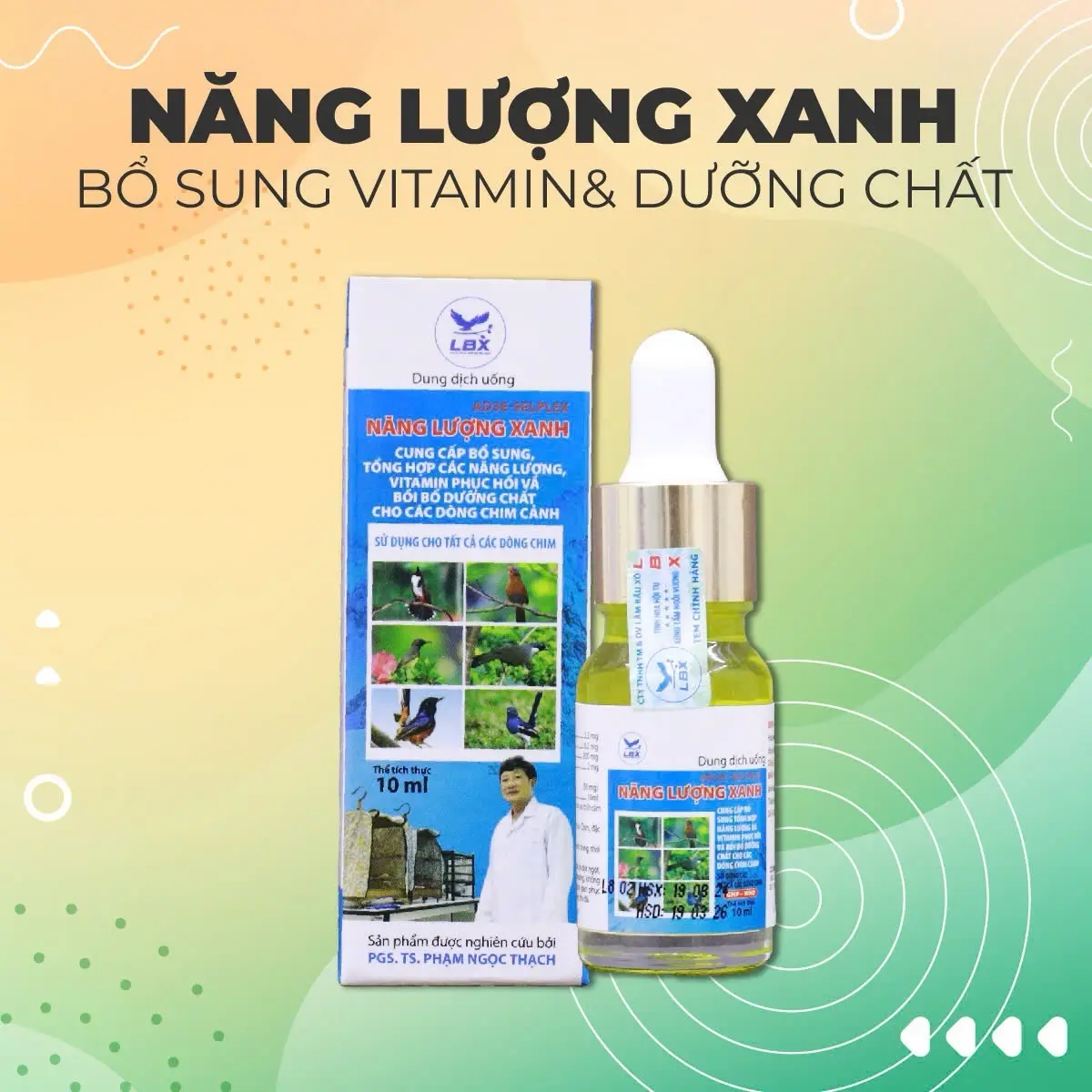 Năng Lượng Xanh LBX - Cung Cấp Bổ Sung Năng Lượng , Vitamin và Dưỡng Chất Cho Chim Cảnh - Dùng Cho Mọi Loại Chim - Chai 10ml cám chào kich bôi thuoc ho nước tăng men tiêu