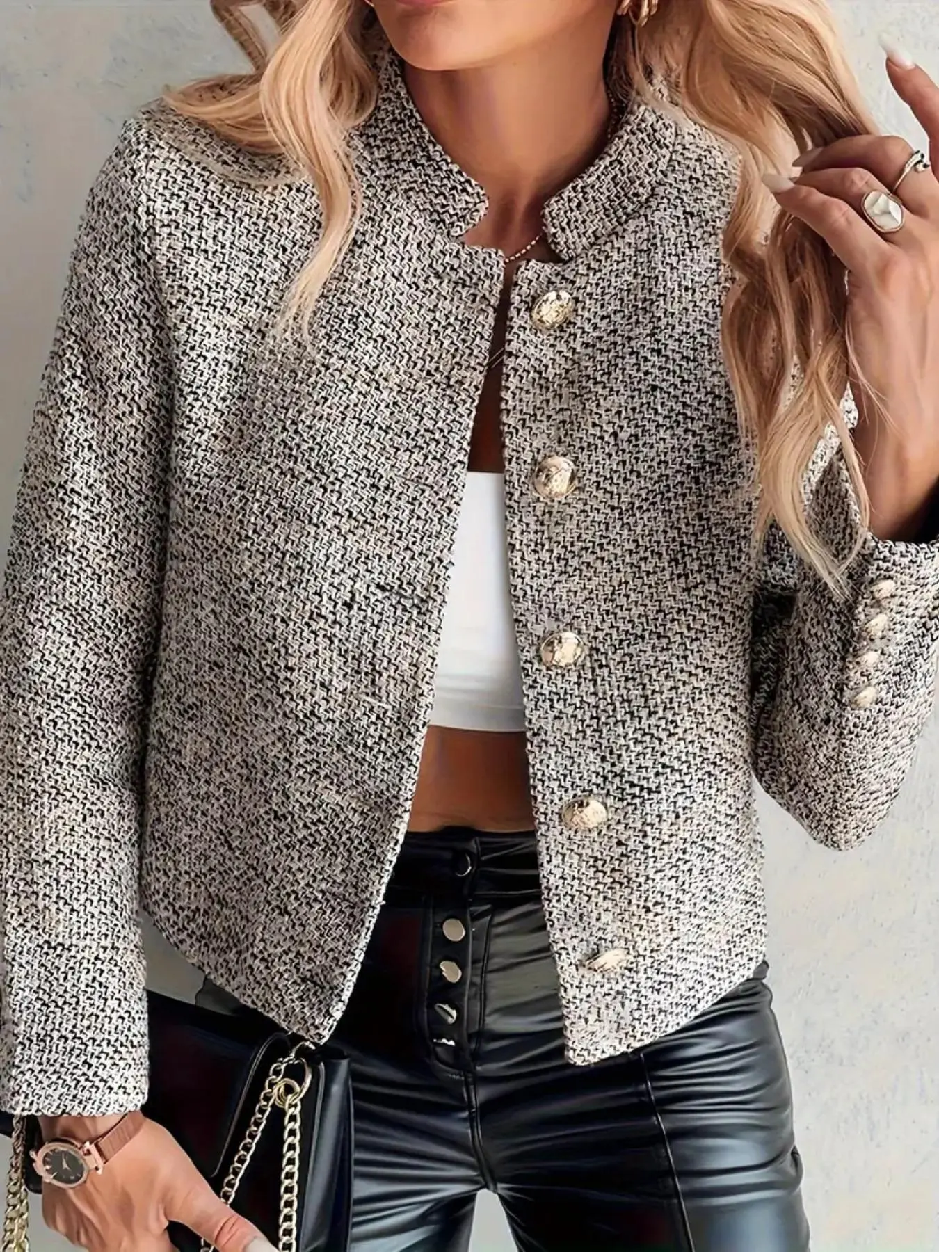 Women's Solid Button Front Coat, Casual Long Sleeve Outerwear for Fall & Winter, Ladies Clothes for Work Office Business, Jackets for Women