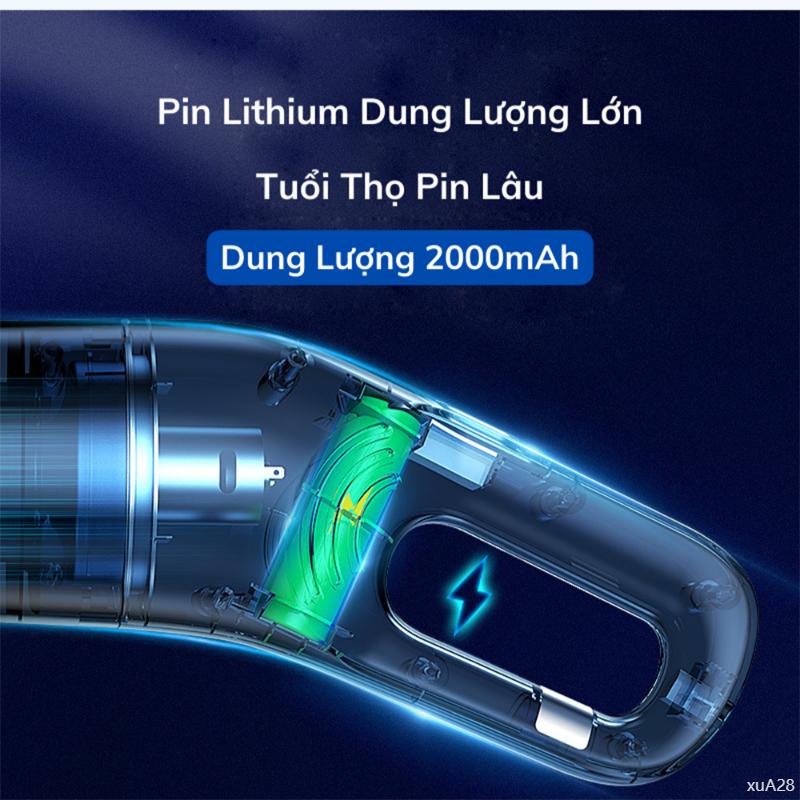 Máy hút bụi cầm tay mini không dây DELADEP, hút bụi ô tô, giường, sofa lực hút siêu mạnh 20.000PA BH 12 Tháng MHB01 8