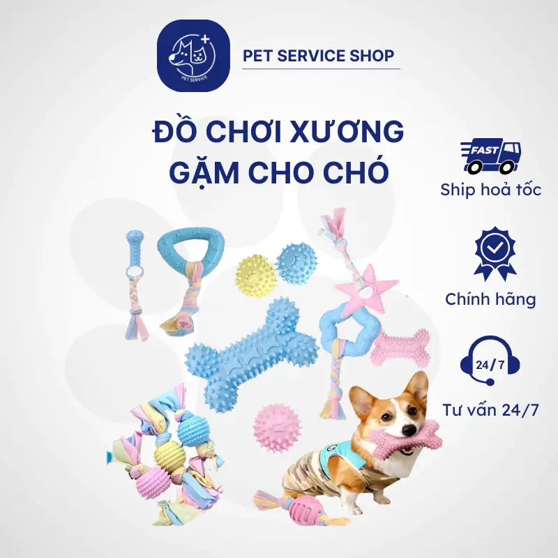 Đồ chơi xương gặm cho chó mèo cao cấp, làm sạch răng và giảm stress PET SERVICE