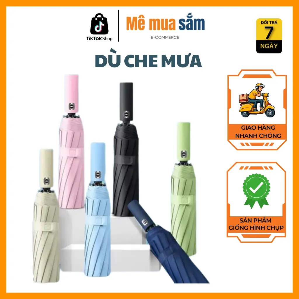 Ô Dù Che Mưa Nắng 24 Nan Đôi Cao Cấp ,Đóng Mở Tự Động Bằng 1 Nút Bấm ,Chống Tia UV, Chống Thấm Nước