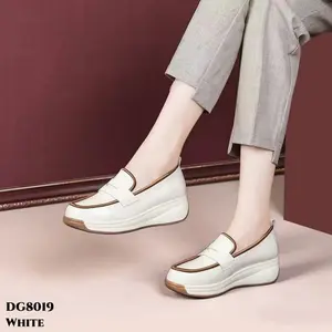 YJH Sepatu Sneakers Wedges Wanita Tinggi 4.5cm White 36-40 Kulit Sintetis Women Shoes Korean Kekinian DG8019