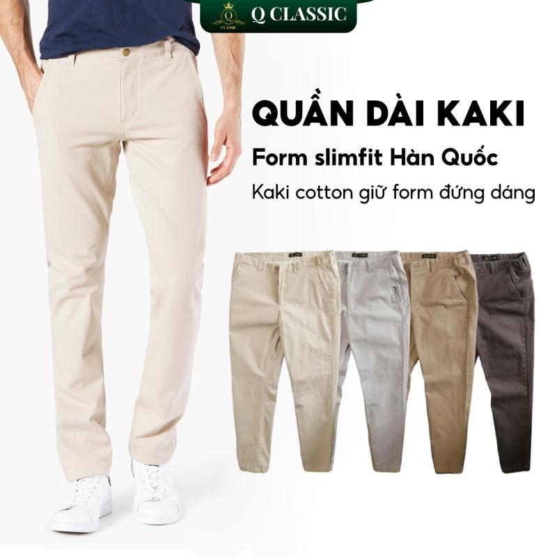 Quần Dài Kaki Nam Q Classic Form Slim Fit Lưng Hông Thun Menswear Trẻ Trung, Thanh Lịch Có Túi ( QDHQLT06 )