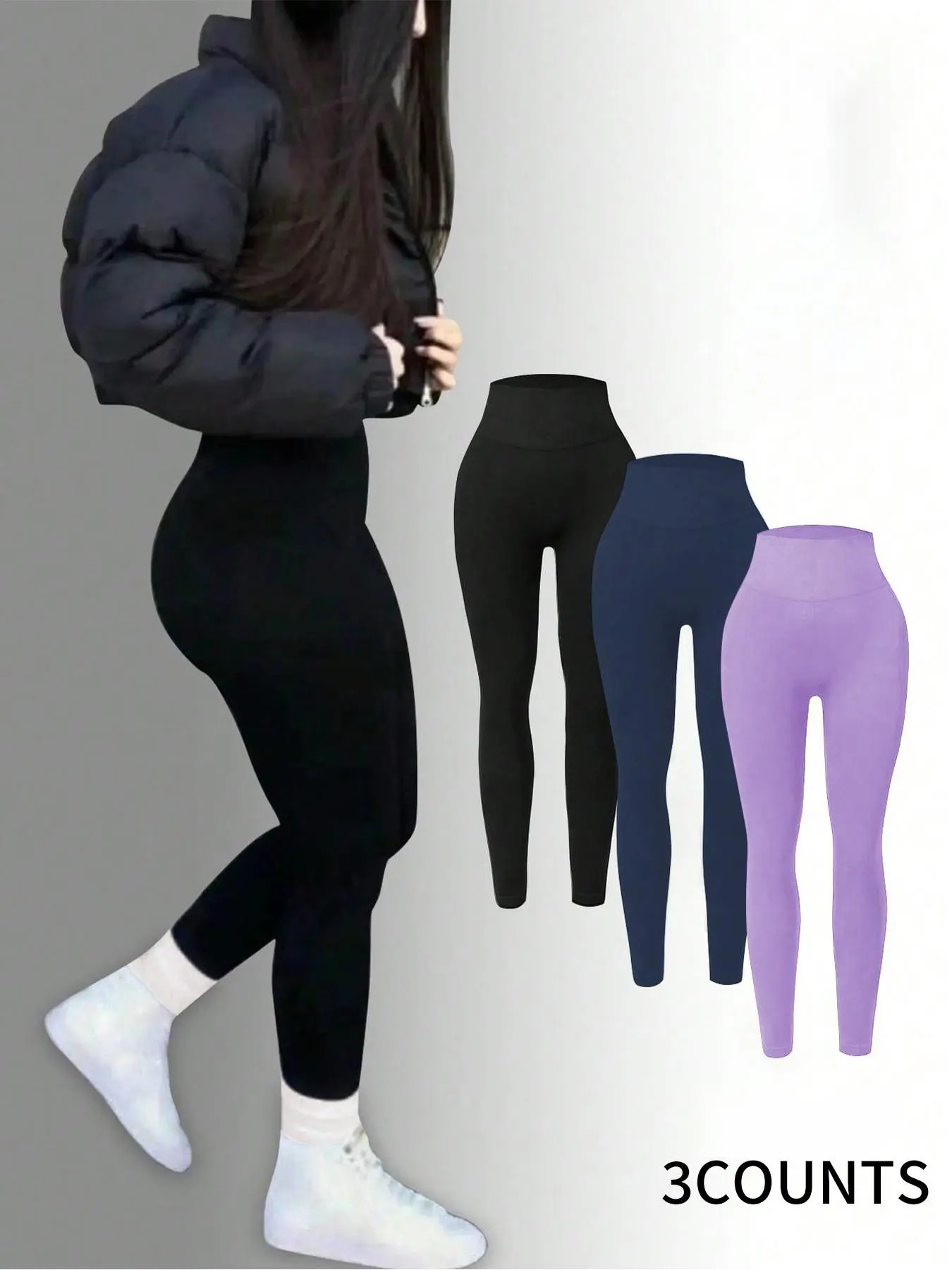 Women's Solid High Waist Shapewear Leggings, Casual Tummy Control Comfy Skinny Pants for Daily Wear, Ladies Shapewear for Fall & Winter