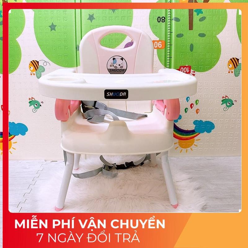 Ghế ăn dặm cho bé* Space BaBy * chính hãng 3 trong 1 gấp gọn tiện lợi nhựa cao cấp Kem