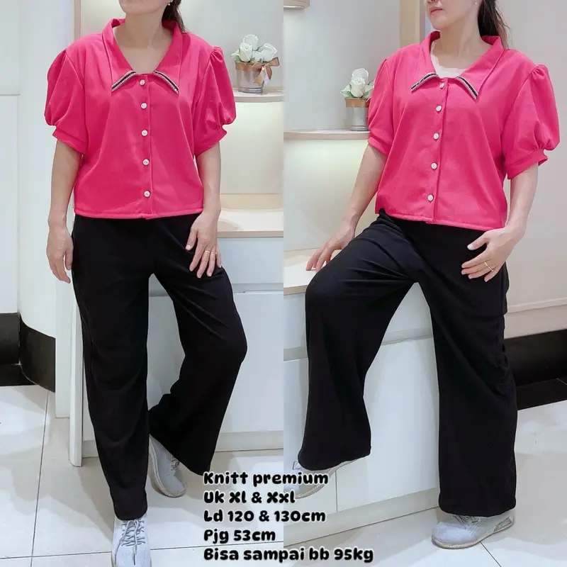 Jaddmei”Oliv top model tali belakang semi crop premium bangkok Kancing Tebal Wanita Slim Denim Atasan Denim 2