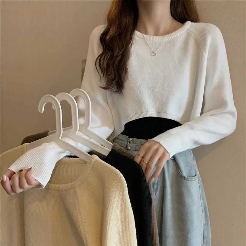 HHF~Crop Top Lengan Panjang Karet Wanita 0