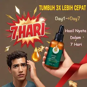 Penumbuh Rambut Ampuh Dalam 1 Minggu - Serum Jahe Alami untuk Pria & Wanita, Cepat Tebal & Panjang Alami, Mengatasi Rambut Rontok/Botak/Tipis, Aman Tanpa Efek Samping & Bahan Kimia -Produk Herbal Penumbuh Rambut untuk Pria - minyak penumbuh rambut alami