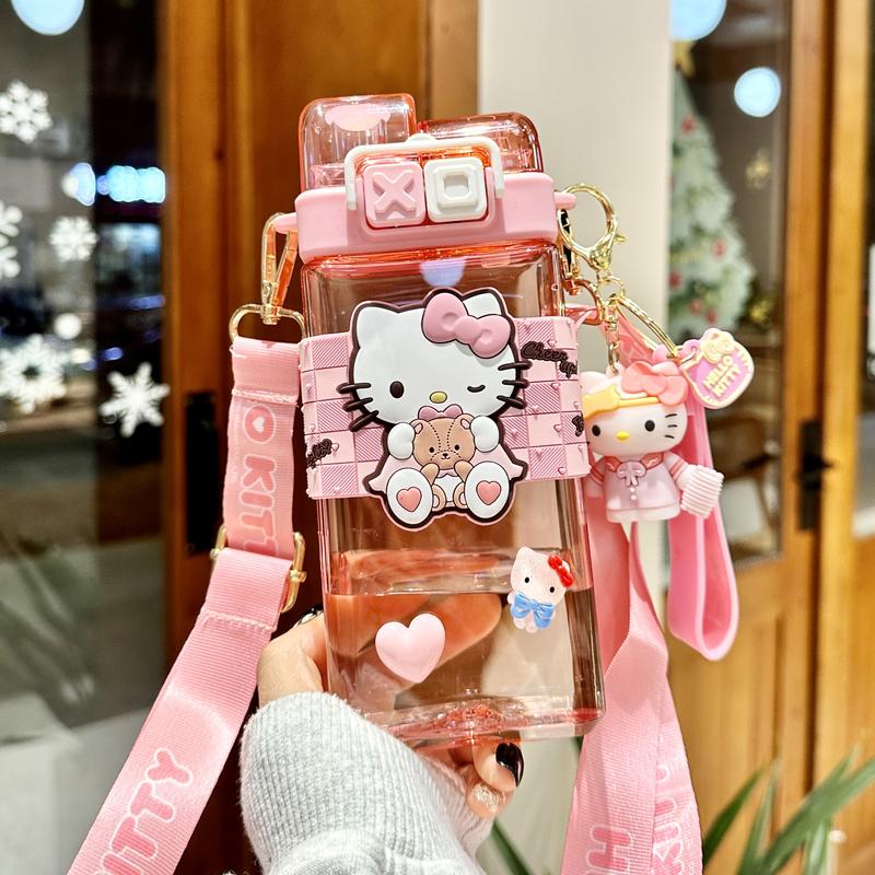 Product Introduction of Sanrio Tritan Plastic Water Cup Double Drink Kids Water Bottles Portable Tumbler  Mug With Straw  School Day Birthday Gift  Kuromi Cinnamoroll Hellokitty Reusable Bottled Drinkware Washable 13