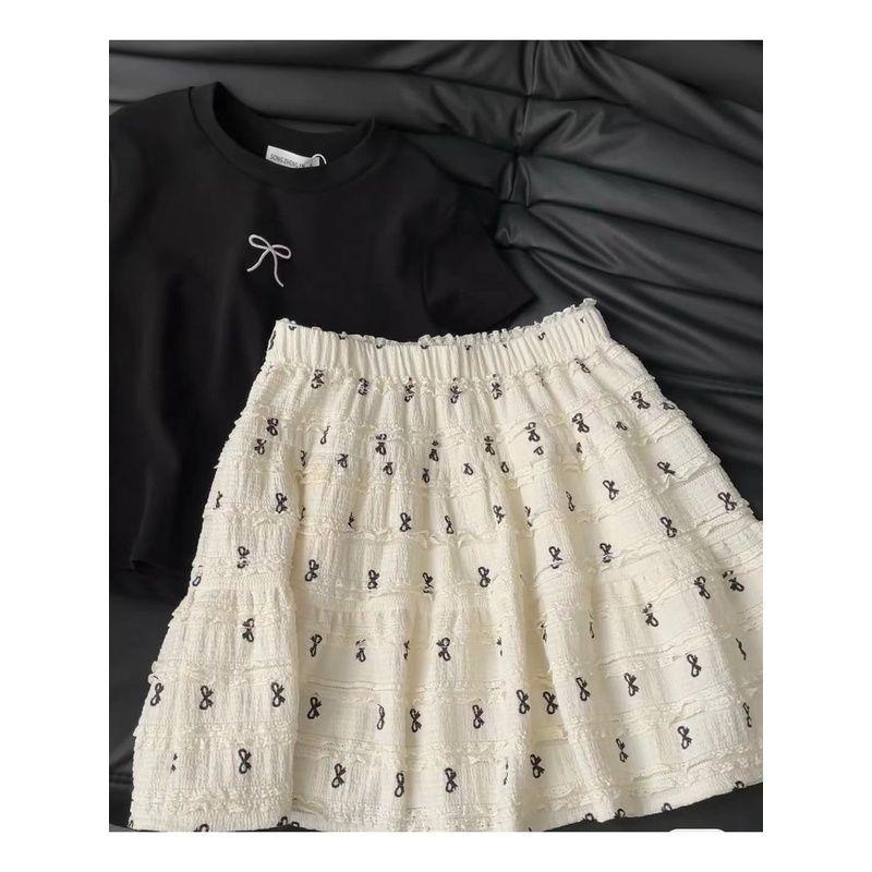 Korean Style Bow Print Lace Hollow-out Skirt Summer Small Age-Reducing Cake Dress Slimming A- line Skirt Womenswear Bottom Lingerie Lady Comfort 4