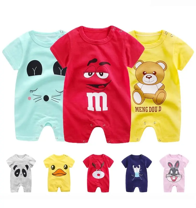 LKM103 Romper Bayi Laki-laki / Perempuan Lengan Pendek Jumper Pakaian Bayi [1KG 16PC] LITTLE KUMA Cotton Combed Katun  Newborn 0