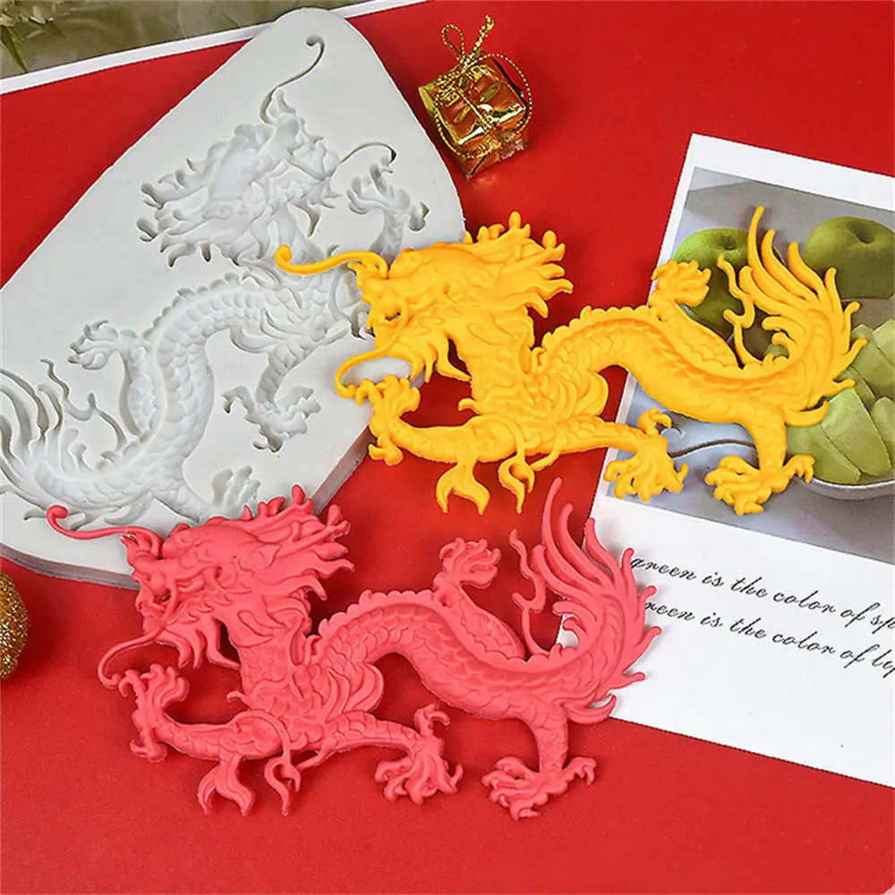 DIY Dragon silicone moulds Chocolate mold Silicone Chinese dragon moulds 3D dragon fondant molds for New Year celebration Cake decorating tools