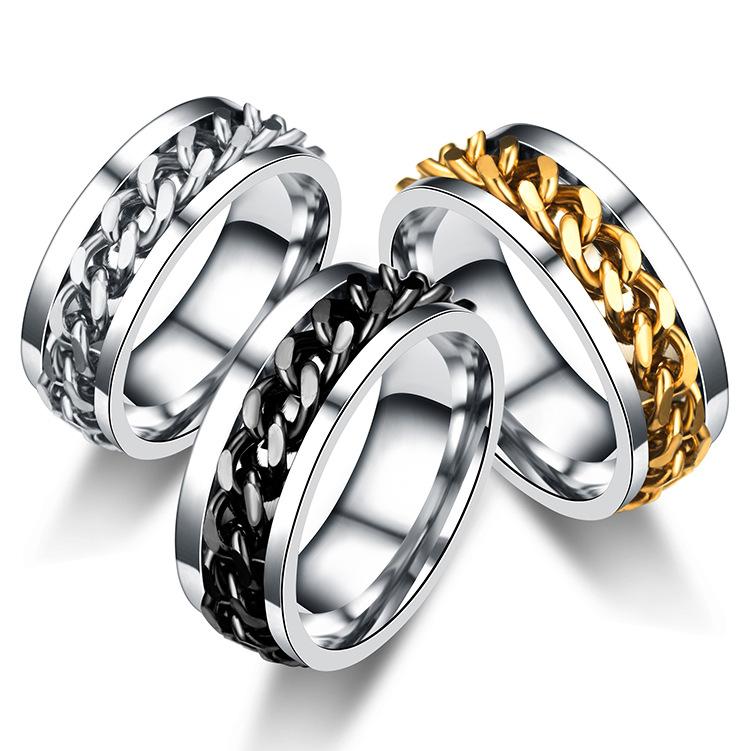 Product Introduction of New Simple Lucky Jewelry Men's Titanium Steel Rotatable Open Beer Bottle Chain  Domineering Personalized size 2 ring 11