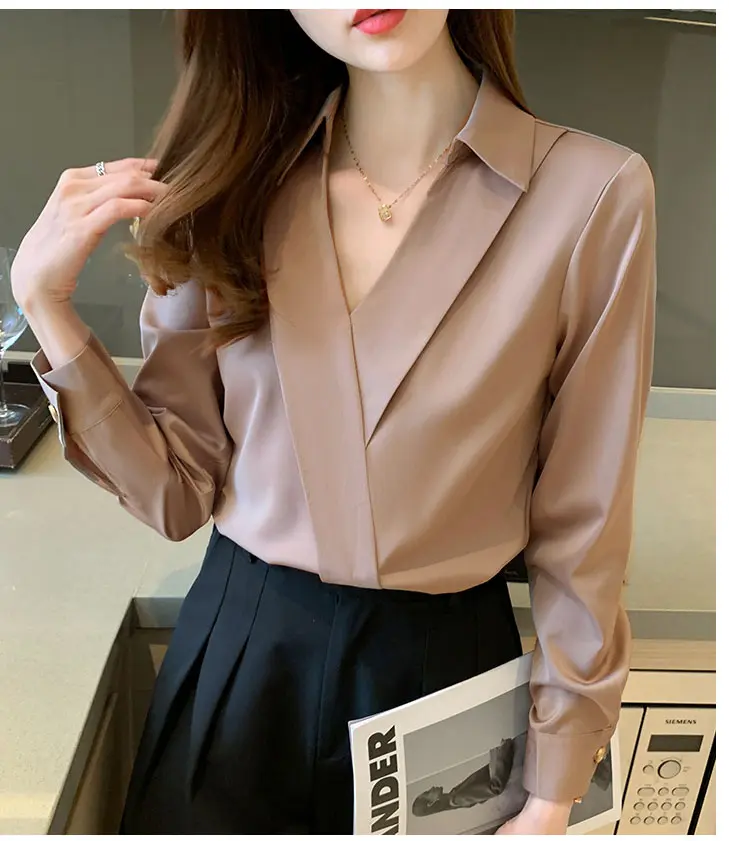 Áo sơ mi đắp tà chất vải đẹp phom dáng chuẩn Top Nữ Women Jean Women Jean Shirt Nâu