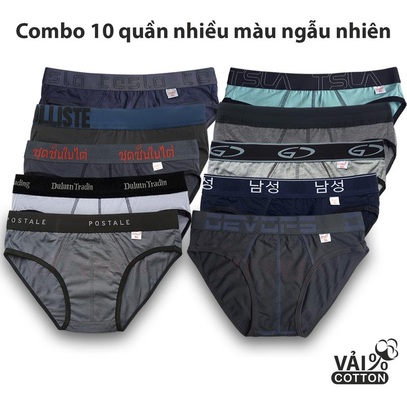Bộ 10 quần sịp nam Thun cotton nhiều lưng cao cấp Lưng bản cao 4cm quần lót nam tam giác co dãn thấm hút kháng khuẩn Menswear Boxer