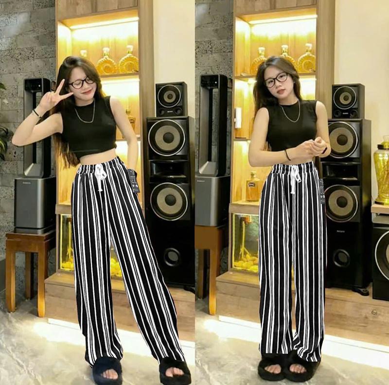 Quần thun gân tăm nơ-FREESIZE TỪ 40KG ĐẾN 70KG-  ống rộng phong cách trẻ trung sành điệu cho nữ - Women- Voi Pants
