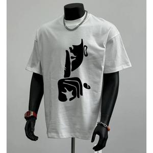 ผ้าฝ้ายคอกลมแขนสั้นเสื ้อยืดผู้ชายเทรนด์ภาษาอ ังกฤษพิมพ์ฤดูร้อนด้านบ หลวมพร้อมเสื้อยืดขนาด