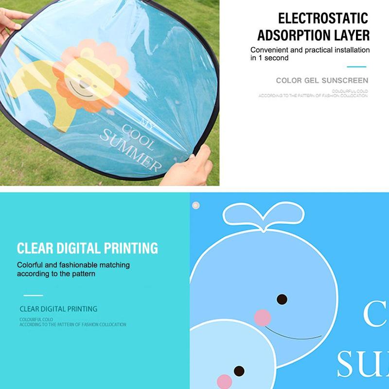 Product Introduction of 2 Pcs Mesh Fabric Car Sunshades Electrostatic Adsorption Side Cartoon Window Insulation Car Q1W5 30