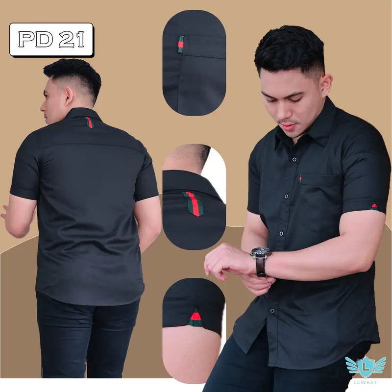 Lowkey Kemeja Pria Dewasa PD 21 Hitam | Kemeja Pria Pendek Kemeja Cowok Dewasa Kemeja Cowok Keren Kemeja Pria Slimfit Kemeja Pria Cowok Kemeja Casual Cowok 0