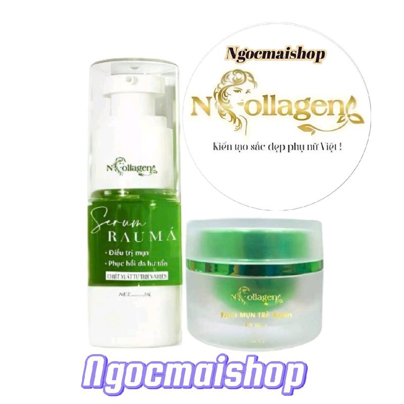  combo 2sp kem mụn trà xanh+ serum rau má dành cho da dầu da mụn 