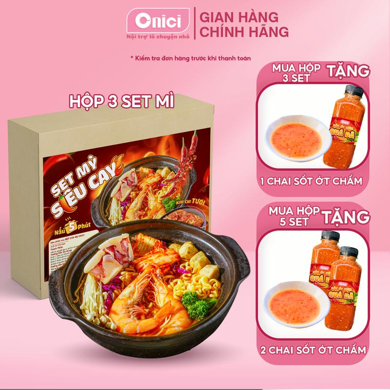 Set 3 gói Mì Cay kèm kim chi siêu ngon Bếp Của Mẹ ONICI - tặng kèm sốt ớt chấm quá đã