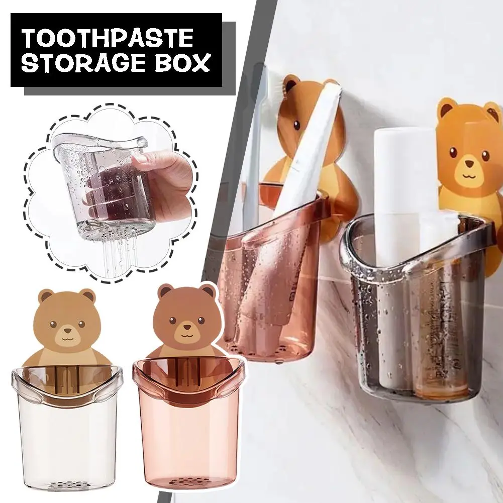 Toothpaste Holder Little Bear Tooth Storage Rack Toothbrush Holder Little Bear Bathroom Shelf On The Wall