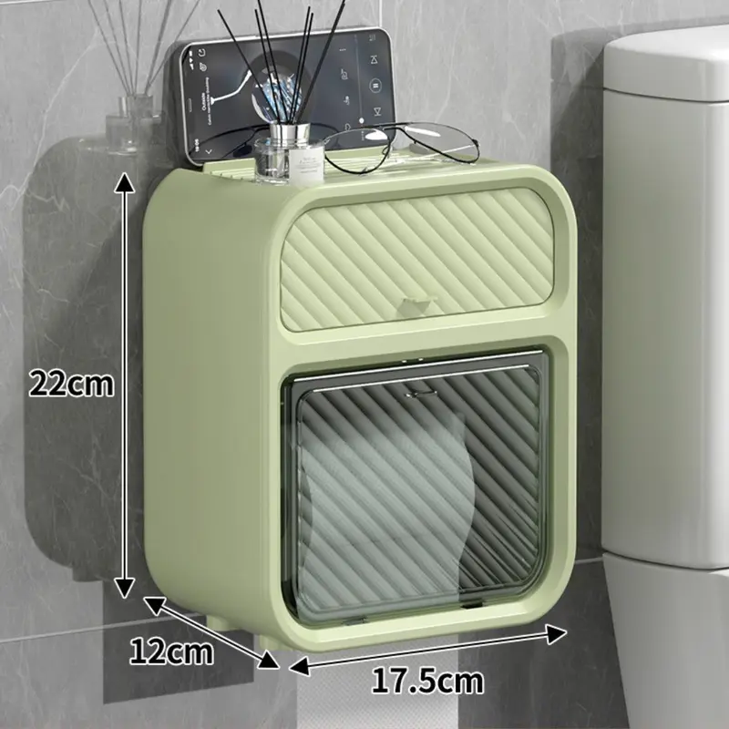 giadunghb Hộp đựng giấy vệ sinh treo tường 2 trong 1, hộp đựng giấy đa năng chất liệu ABS + PP cao cấp chống nước 2