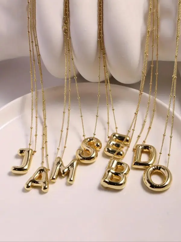 Creative Bubble Letter Design Pendant Necklace, Fashion Jewelry for Party, Daily Clothing Decor, Trendy All-match & Exquisite Jewelry for Birthday Gift 6