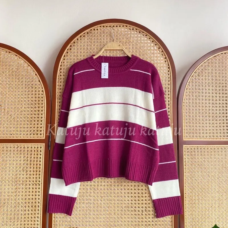 Atasan Rajut Motif Garis RINSYI 4