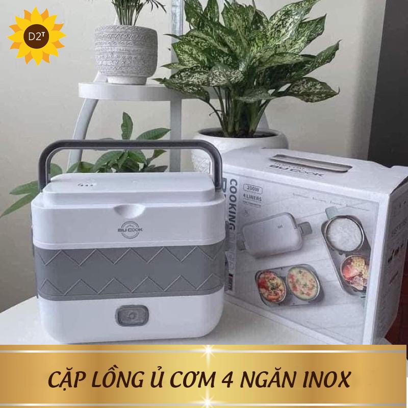 Hộp cơm cắm điện 2 tầng 4 ngăn inox giữ nhiệt hâm nóng và tự nấu chín thức ăn, Cà Men Đựng Cơm Đi Làm.Hộp ủ cơm Máy Làm Sữa Máy Pha Sữa Chưng Yến
