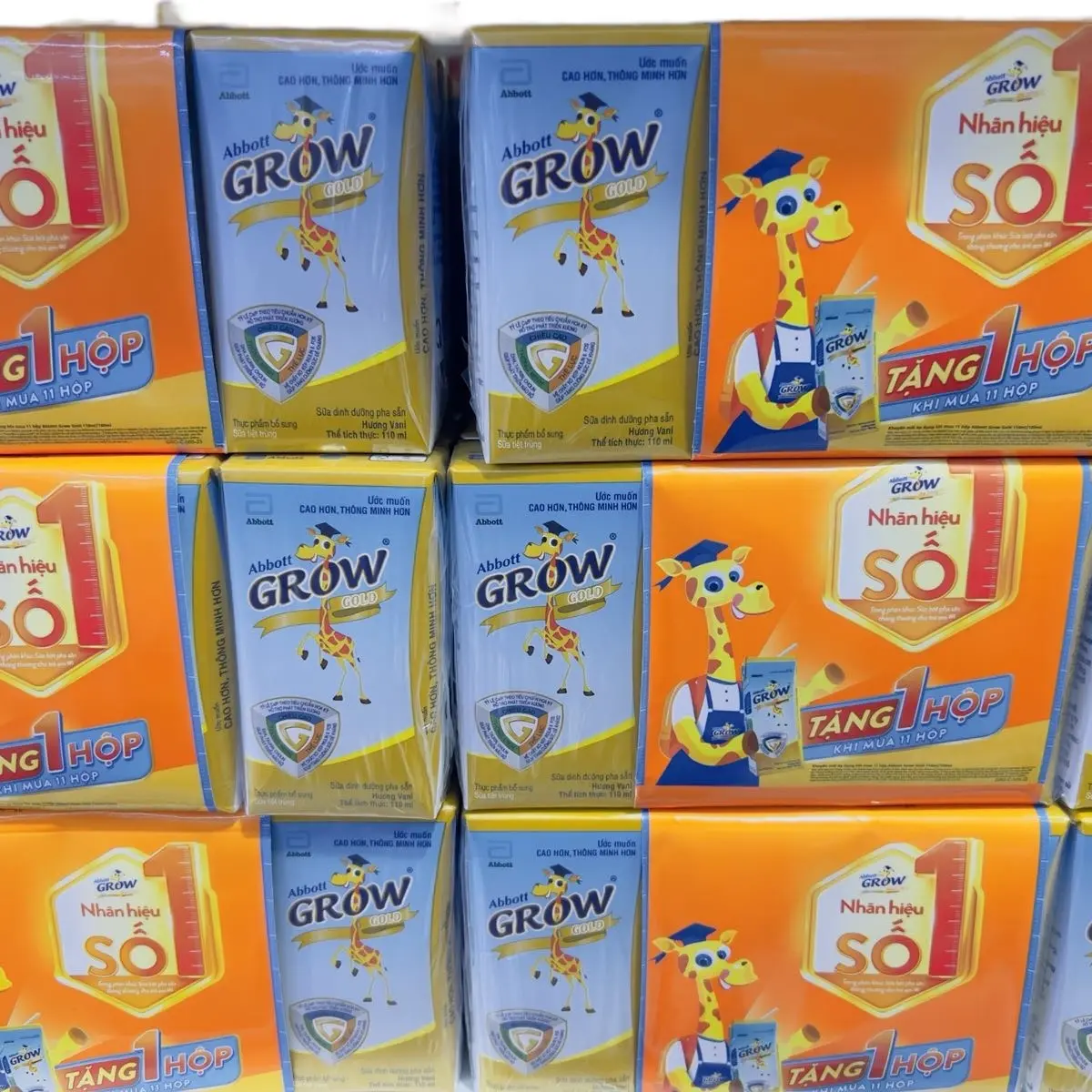 6 lốc (0.5 thùng = 24 hộp) Sữa pha sẵn Abbott grow gold 110ml cho bé phát triển chiều sua huu cao