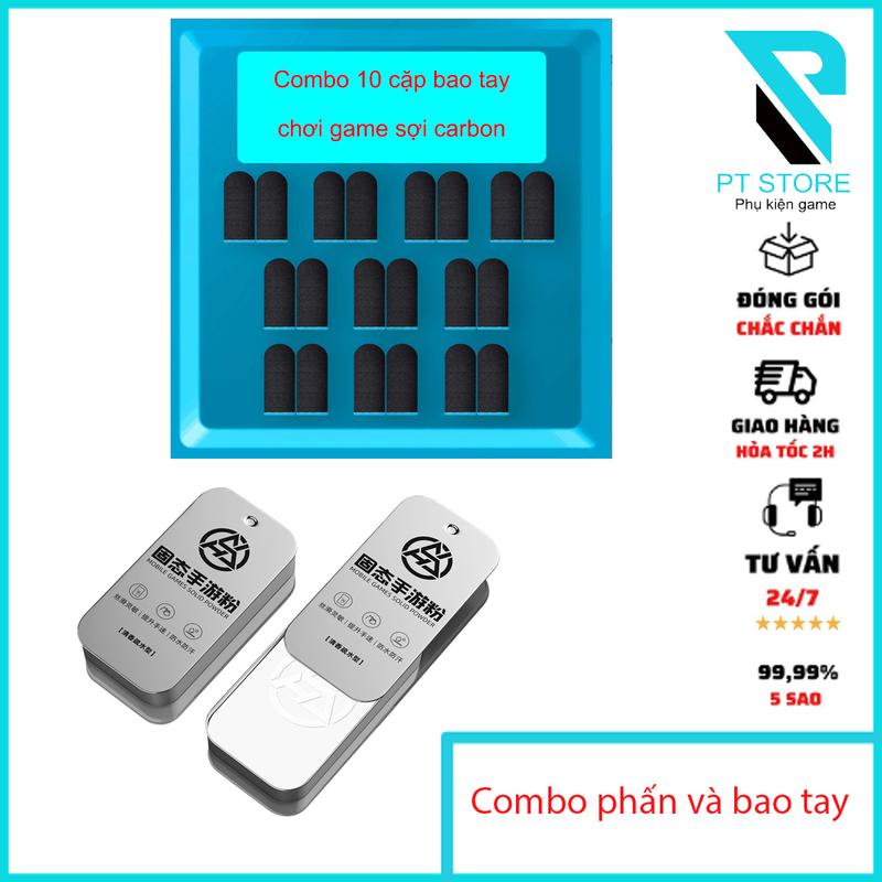 Combo phấn chơi game ACE và 10 cặp bao ngón tay sợi carbon Phụ Kiện Chơi Điện Tử