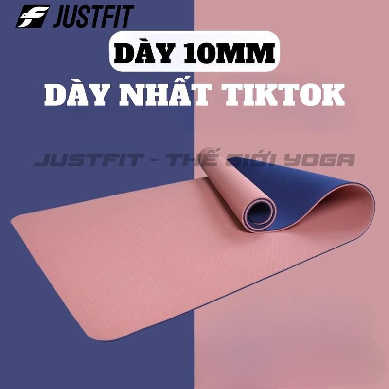 [TẶNG DÂY CỘT THẢM + TÚI ĐỰNG THẢM] Thảm tập gym JUSTFIT dày 10mm, chống trượt tại nhà, CHỐNG CHẤN THƯƠNG ĐẦU GỐI Thể Dục Tập Yoga Sport Tập Thể Dục Cao Su