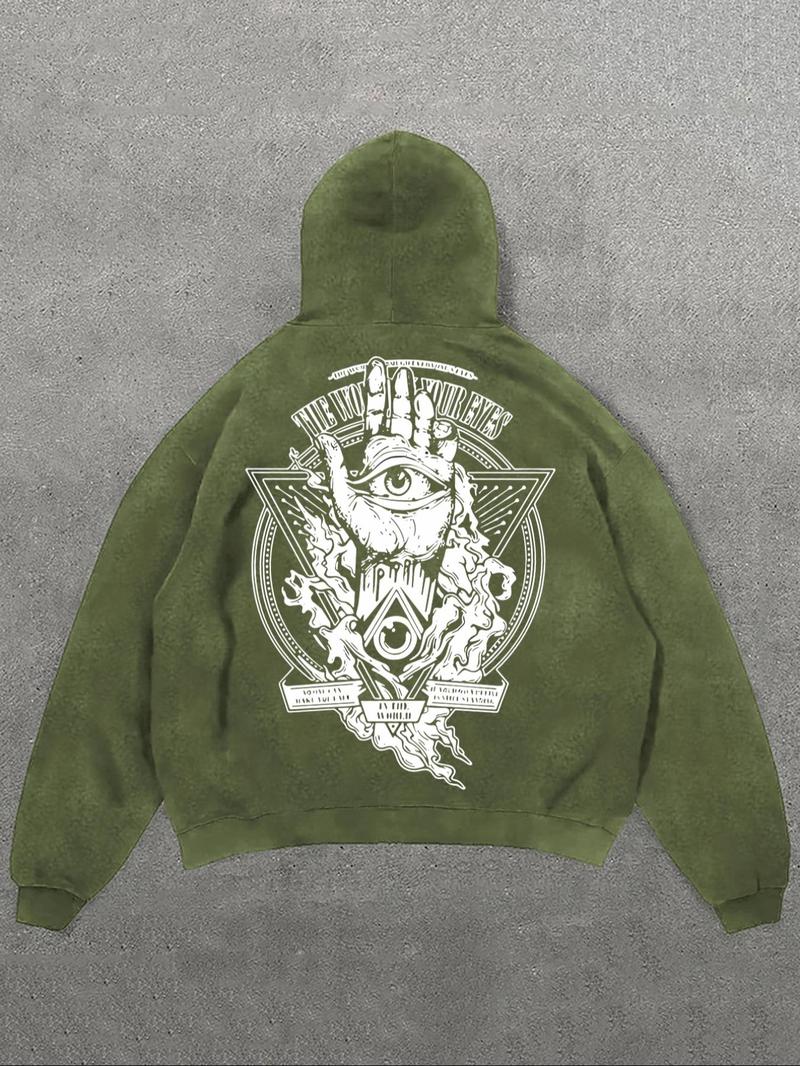 Product Introduction of Men's Vintage Graphic Print Hoodie, Casual Regular Fit Retro Long Sleeve Hooded Sweatshirt for Spring & Fall, Fashion Men's Top for Daily Wear, Pullover, Cotton 4