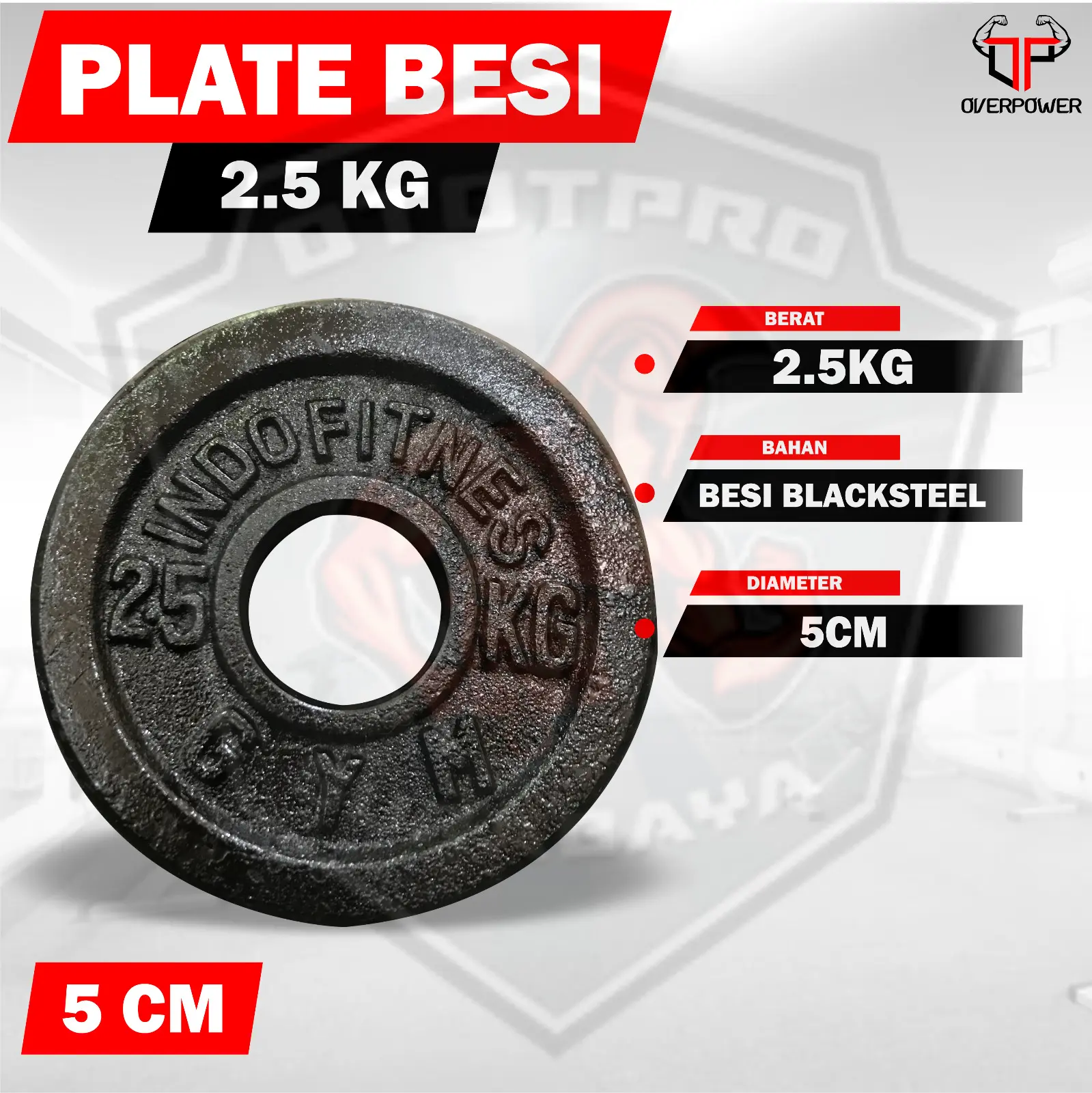 [5 CM] Plate Barbell Besi 2,5 KG /Iron/Lempeng/Lempengan/Fitness/Gym