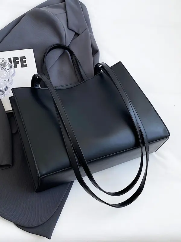 Women's Fashionable Letter Decor Tote Bag, Large Capacity Shoulder Bag for Daily Used, Casual Trendy Versatile Daily Commuting Bag, Girl Fashionable Shopping Bag 3