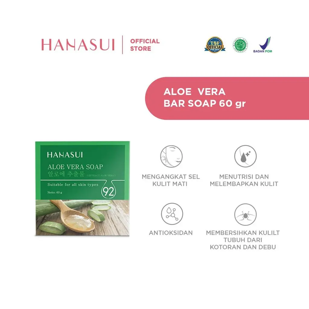 HANASUI Soap Scrub - Sabun Batang - Aloe Vera, Coffee Kopi, Bambu Charcoal, White Rice Hitam Kusam Membersihkan Tubuh Kotoran