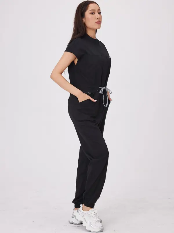 Women's Solid Color Coveralls, Casual Comfy Jumpsuit  for Pharmacies, Beauty Salons, Doctors, and Nursing Staff, Durable and Comfortable Workwear 7