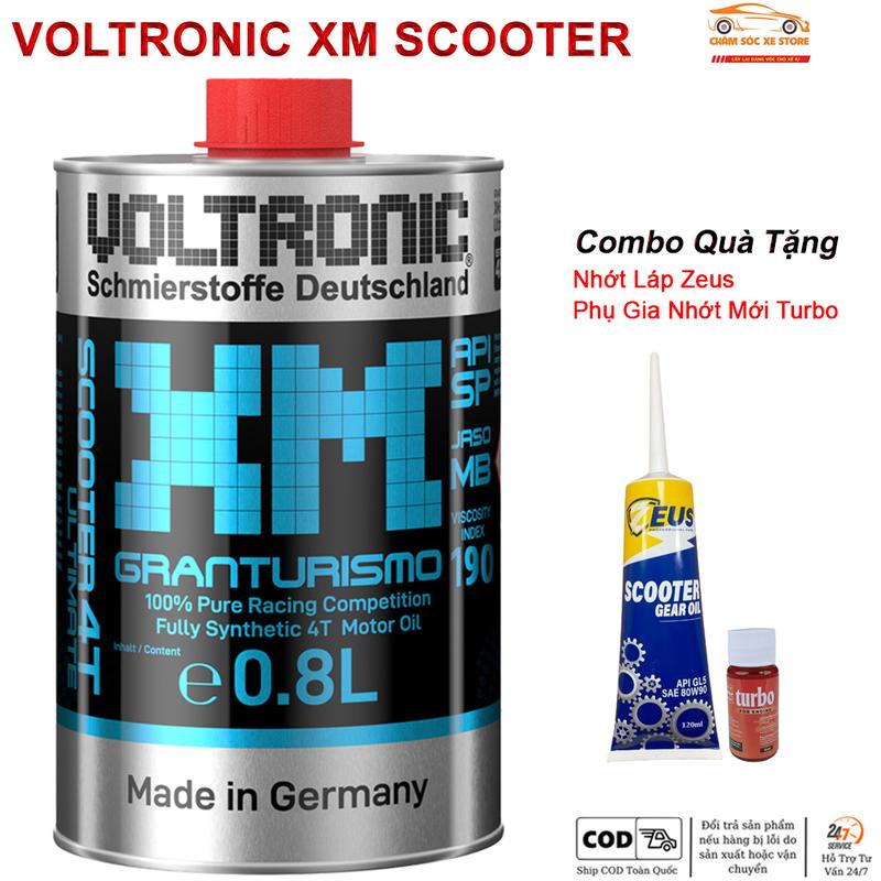 (Có Chiết Lẻ) Dầu Nhớt Voltronic XM Scooter Dành Cho Xe Tay Ga Kèm Quà Gồm 1 Nhớt Láp Zeus Và 1 Phụ Gia Nhớt Mới Xado Very Turbo