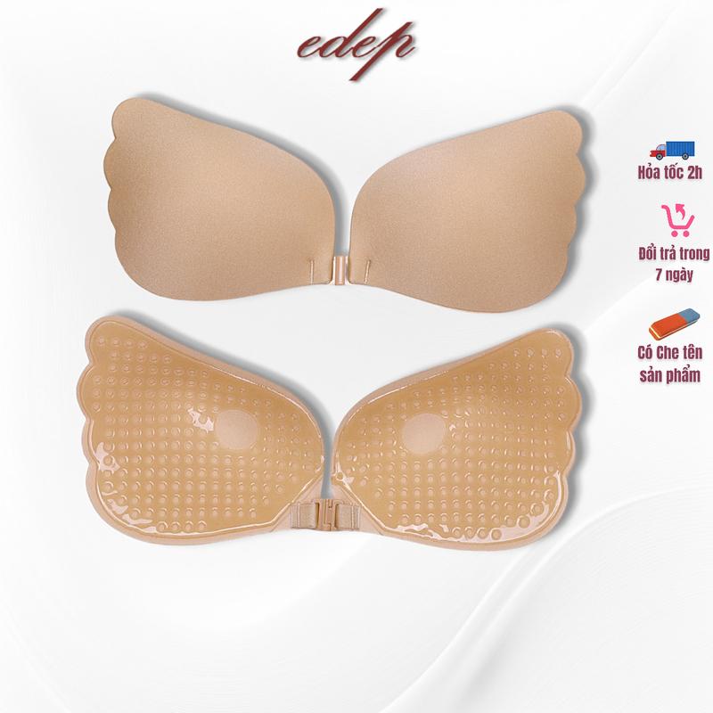 Áo Dán Cánh Tiên Cài Trước Vải Đệm Mỏng Gom Nâng Đẩy Vòng Một EDEP Nữ Bra Women Voi Kem