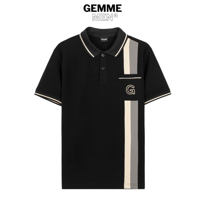  Áo thun polo big size GEMME MEN họa tiết sọc đứng có túi chuẩn form sang trọng thanh lịch Big Size 55 - 150kg Menswear Top 