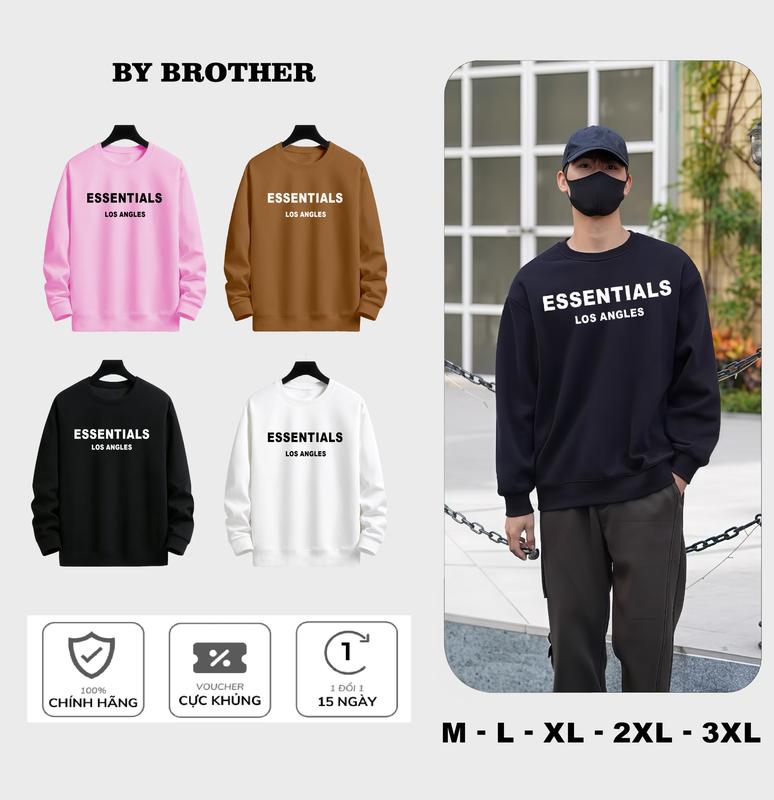Áo Thun Dài Tay Essen Form Rộng Dễ Phối Đồ Co Dãn Thoải Mái Nam Menswear Cổ Tròn Unisex ByBrother