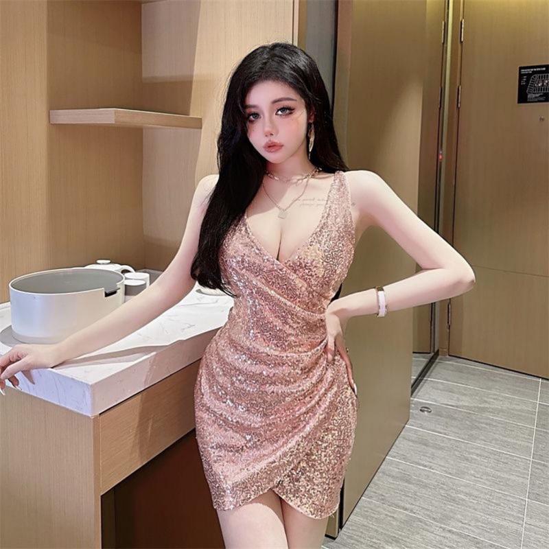 Váy hai lớp đính kim saa màu vàng sang trọng V05129 , Đầm nữ 1
